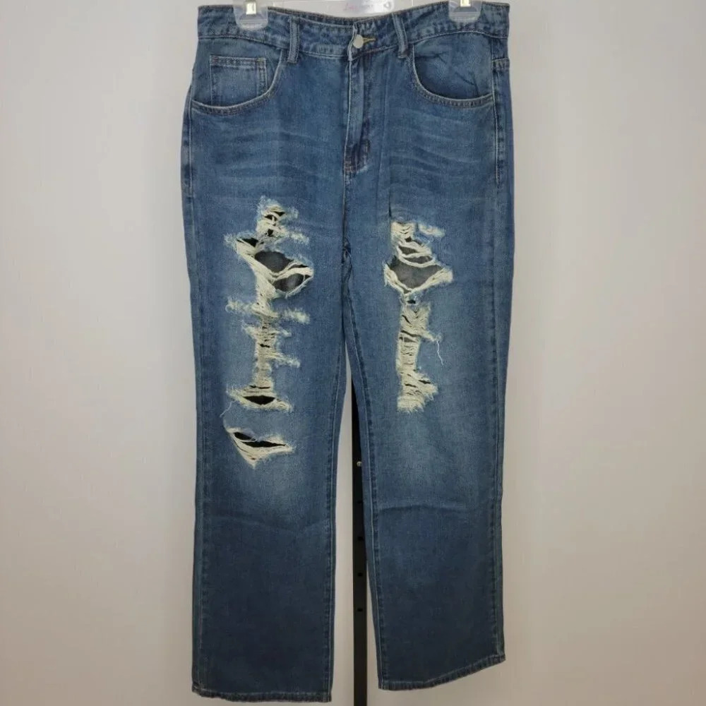 SHEIN  Men's Distressed Straight Leg Jeans